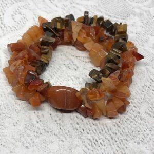 Natural stone stretch bracelet boho, handcrafted, artisan 6.5-7 size